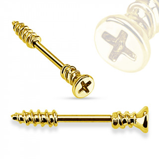 Piercing tton barre vis cruciforme dore