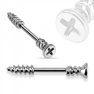 Piercing tton barre vis cruciforme gris argent