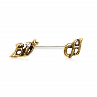 Piercing téton "Bitch" doré vintage