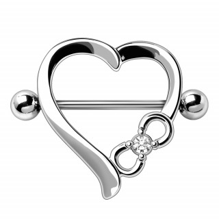 Piercing tton  bouclier coeur serti amour ternel