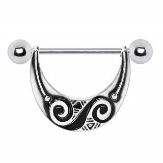 Piercing tton  bouclier dcor de spirales