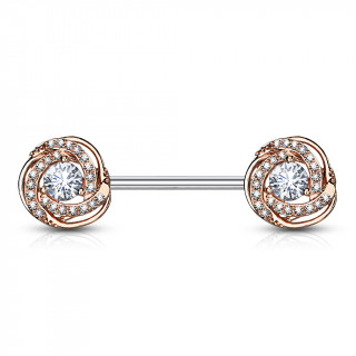 Piercing tton  boutons de roses cuivrs pavs de strass