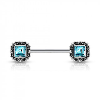 Piercing tton  cadres victoriens sertis - Bleu aqua