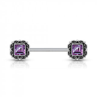 Piercing tton  cadres victoriens sertis - Pourpre