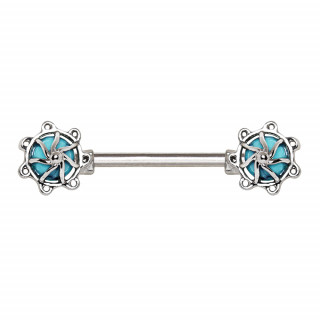 Piercing téton à carousels sertis de turquoises
