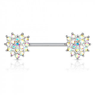 Piercing tton  coeur de strass - Aurore borale