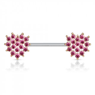 Piercing tton  coeur de strass - Cuivr et rose