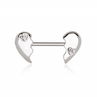Piercing téton coeur fragmenté à strass