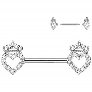 Piercing tton  coeurs de zirconiums couronns