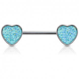 Piercing tton coeurs  druse bleu aqua