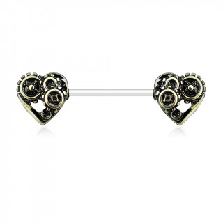 Piercing tton  coeurs steampunk - Dor antique