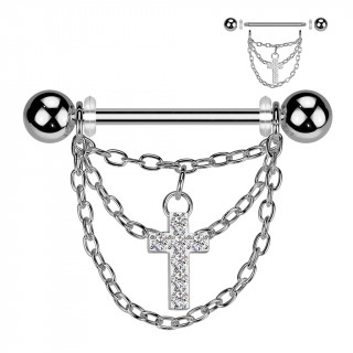 Piercing tton  croix et trio de chaines