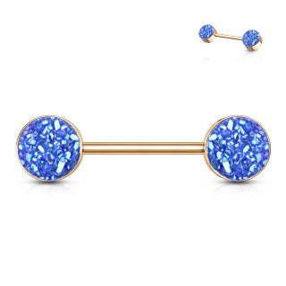 Piercing tton cuivr  druses rondes bleues