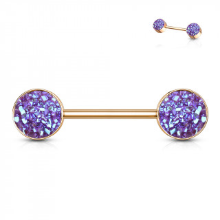 Piercing tton cuivr  druses rondes violettes