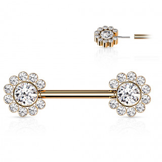 Piercing tton Cuivr push-in  fleurs de strass