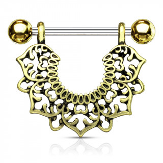 Piercing tton  dcoration florale style antique - Dor