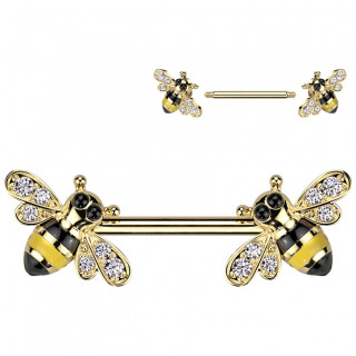 Piercing tton dor  abeilles  ailes zirconiums