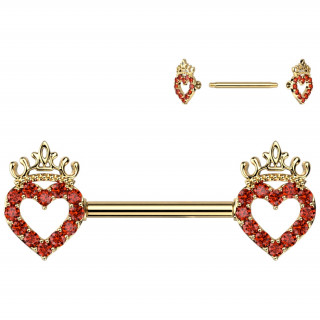 Piercing tton dor  coeurs de zirconiums couronns