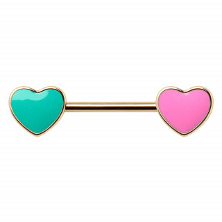 Piercing tton dor  coeurs emaills pastel