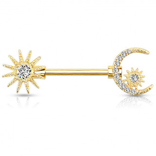 Piercing tton dor croissant de lune toil strass