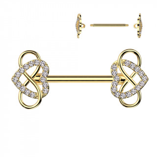 Piercing tton dor  duo de coeurs sertis et symboles infini