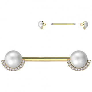 Piercing tton dor  perles avec arc de zirconiums