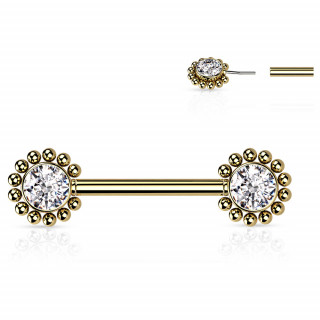 Piercing tton Dor push-in  fleurs strass perles