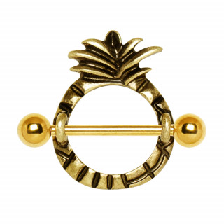Piercing téton doré vintage à ananas