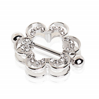 Piercing tton double "couronne" de fleur ajoure