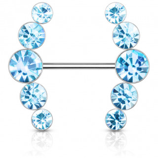 Piercing tton duo d'arcs strass - Bleu aqua