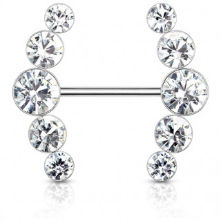 Piercing téton duo d'arcs strass - Clair