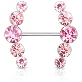 Piercing tton duo d'arcs strass - Rose