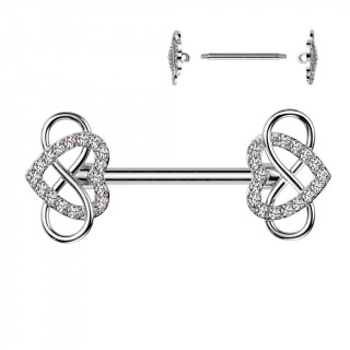 Piercing tton  duo de coeurs sertis et symboles infini