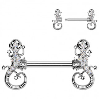 Piercing t�ton � duo de l�zards gecko scintillants
