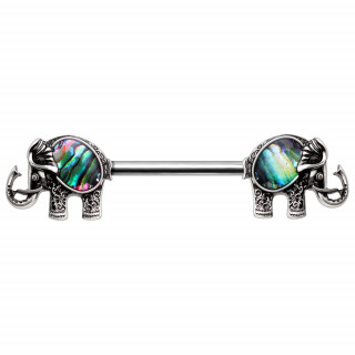 Piercing téton éléphants ornés d'abalone