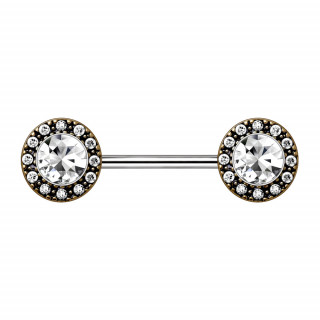 Piercing téton à embouts ronds auréolés de strass