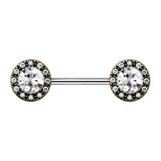 Piercing tton  embouts ronds aurols de strass