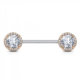 Piercing tton  embouts ronds tincelants de strass - Cuivr