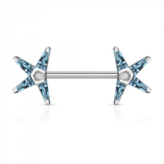 Piercing tton  embouts strass toils - Bleu aqua