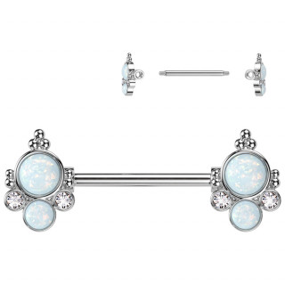 Piercing tton  embouts style miroir ancien perl  zirconiums et opales