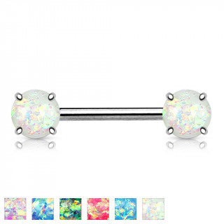 Piercing tton en acier  embouts d'opale synthtique