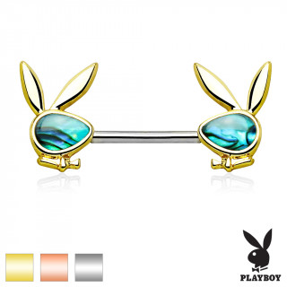 Piercing tton en acier  lapins Playboy en laiton et nacre d'abalone