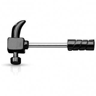 Piercing téton en forme de marteau Noir