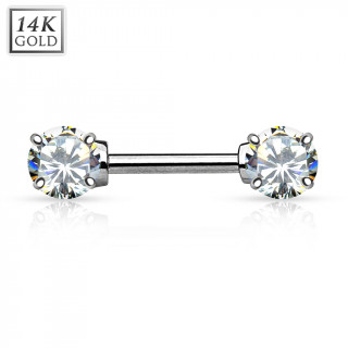 Piercing tton en or blanc 14 carats avec zirconiums