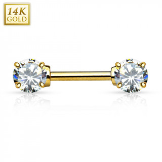 Piercing tton en or jaune 14 carats avec zirconiums