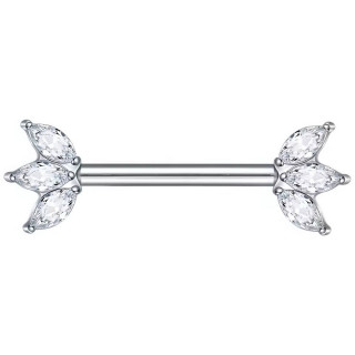 Piercing t�ton en titane � triples marquises serties