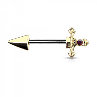 Piercing téton épée gothique dorée