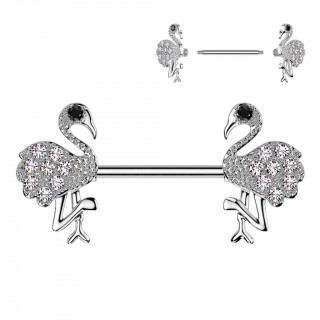 Piercing t�ton � flamants pav�s de zirconiums