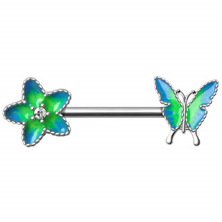 Piercing tton  fleur et papillon style aquarelle