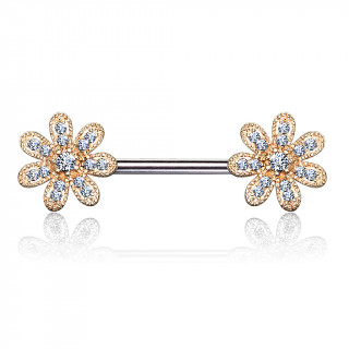 Piercing tton fleurs fantaisie cuivres paves de strass